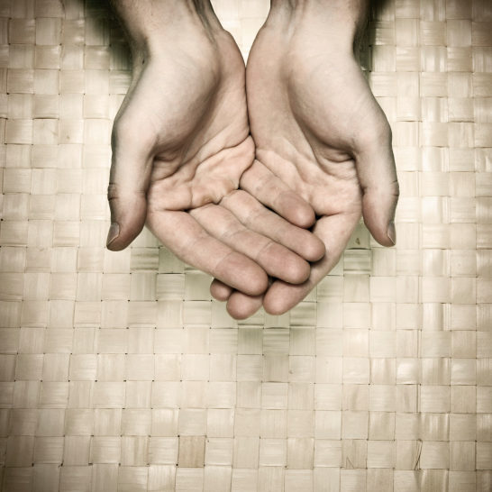 Image of hands asking for beg