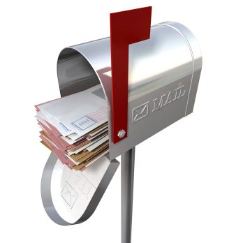 Retro Mail Box And White Envelope Stack